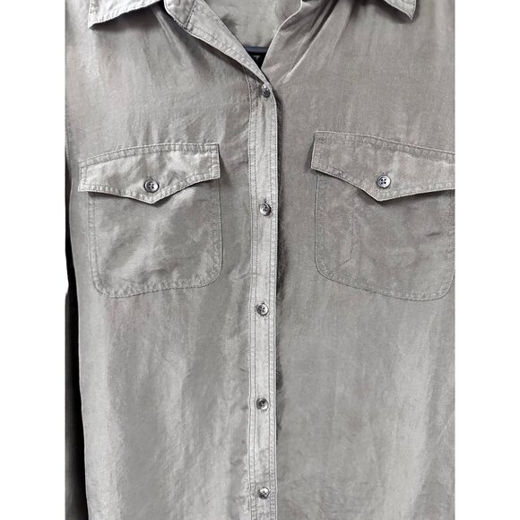 🍒 2/$20 🍒 Ralph Lauren Olive Green Button-up Blouse with Pockets sz 4 - Picture 2 of 4